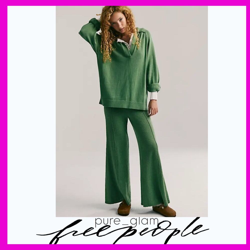 Free People Green V-Neck Sweater